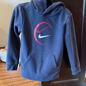 Nike Kids Dark Blue Hoodie with Red and White Logo